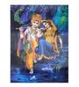 Lord Radha Krishna with Swan Painting, Religious Wall Art Print 5D/3D Poster for Home