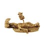 Golden Lord Vishnu Brass Idol on Sheshnag with Shivling and Brahma ji