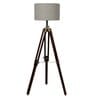 Carolie Brown Fabric Shade Tripod Floor Lamp With Wood & Metal Base