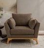 Lorentz Walnut Finish Boucle Fabric Lounge Chair In  Brown Colour