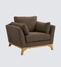 Lorentz Walnut Finish Boucle Fabric Lounge Chair In  Brown Colour