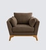 Lorentz Walnut Finish Boucle Fabric Lounge Chair In  Brown Colour