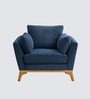 Lorentz Walnut Finish Boucle Fabric Lounge Chair In Blue Colour Lorentz Walnut Finish Boucle Fabric Lounge Chair In Blue Colour