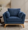 Lorentz Walnut Finish Boucle Fabric Lounge Chair In Blue Colour Lorentz Walnut Finish Boucle Fabric Lounge Chair In Blue Colour