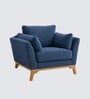 Lorentz Walnut Finish Boucle Fabric Lounge Chair In Blue Colour Lorentz Walnut Finish Boucle Fabric Lounge Chair In Blue Colour