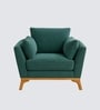 Lorentz Walnut Finish Boucle Fabric Lounge Chair In Green Colour