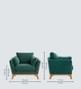 Lorentz Walnut Finish Boucle Fabric Lounge Chair In Green Colour
