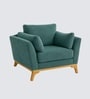 Lorentz Walnut Finish Boucle Fabric Lounge Chair In Green Colour