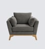 Lorentz Walnut Finish Boucle Fabric Lounge Chair In Grey Colour Lorentz Walnut Finish Boucle Fabric Lounge Chair In Grey Colour