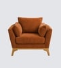 Lorentz Walnut Finish Boucle Fabric Lounge Chair In Orange Colour