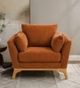 Lorentz Walnut Finish Boucle Fabric Lounge Chair In Orange Colour