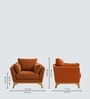 Lorentz Walnut Finish Boucle Fabric Lounge Chair In Orange Colour