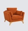Lorentz Walnut Finish Boucle Fabric Lounge Chair In Orange Colour