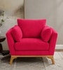 Lorentz Walnut Finish Boucle Fabric Lounge Chair In Red Colour Lorentz Walnut Finish Boucle Fabric Lounge Chair In Red Colour