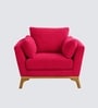 Lorentz Walnut Finish Boucle Fabric Lounge Chair In Red Colour Lorentz Walnut Finish Boucle Fabric Lounge Chair In Red Colour