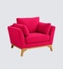 Lorentz Walnut Finish Boucle Fabric Lounge Chair In Red Colour Lorentz Walnut Finish Boucle Fabric Lounge Chair In Red Colour