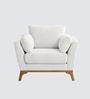 Lorentz Walnut Finish Boucle Fabric Lounge Chair In White Colour Lorentz Walnut Finish Boucle Fabric Lounge Chair In White Colour