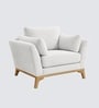 Lorentz Walnut Finish Boucle Fabric Lounge Chair In White Colour Lorentz Walnut Finish Boucle Fabric Lounge Chair In White Colour