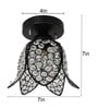 Lotus Black Metal & Crystal Ceiling Flush Mount Light