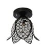 Lotus Black Metal & Crystal Ceiling Flush Mount Light