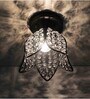 Lotus Black Metal & Crystal Ceiling Flush Mount Light
