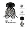 Lotus Black Metal & Crystal Ceiling Flush Mount Light