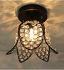 Lotus Black Metal & Crystal Ceiling Flush Mount Light