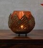 Lotus Cutwork Votive Rust & Gold