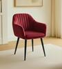 Lotus Fabric Arm Chair In Wine Red Colour