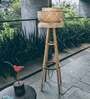 Blue Bamboo Shade Tripod Floor Lamp With Bamboo Base
