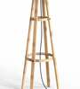 Blue Bamboo Shade Tripod Floor Lamp With Bamboo Base