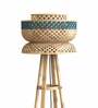 Blue Bamboo Shade Tripod Floor Lamp With Bamboo Base