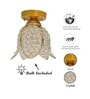 Lotus Gold Metal & Crystal Ceiling Flush Mount Light