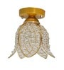 Lotus Gold Metal & Crystal Ceiling Flush Mount Light
