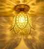 Lotus Gold Metal & Crystal Ceiling Flush Mount Light