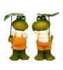 Lotus leaf Frog (Set of 2) Polyresin Figurine