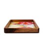 Lotus Multicolour Plywood, Cloth, Goldfoil, Paints & Semi Precious Stones Serving Tray