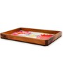 Lotus Multicolour Plywood, Cloth, Goldfoil, Paints & Semi Precious Stones Serving Tray