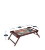 Lotus Print Portable Table in Brown Colour