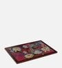 Lotus Print Solid Wood Portable Laptop Table in Brown Colour
