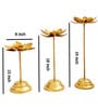 Lotus Set Of 3 Gold Iron Diya