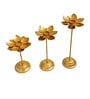 Lotus Set Of 3 Gold Iron Diya