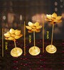 Lotus Set Of 3 Gold Iron Diya
