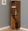 Lotus Sheesham Wood Corner Bookshelf in Provincial Teak Finish