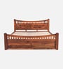 Lotus Sheesham Wood King Size Bed In Honey Oak Finish With Box Storage