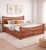 Lotus Sheesham Wood King Size Bed In Honey Oak Finish With Box Storage