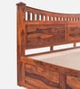 Lotus Sheesham Wood King Size Bed In Honey Oak Finish With Box Storage