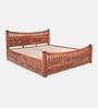Lotus Sheesham Wood King Size Bed In Honey Oak Finish With Box Storage