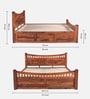 Lotus Sheesham Wood King Size Bed In Honey Oak Finish With Box Storage
