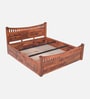 Lotus Sheesham Wood King Size Bed In Honey Oak Finish With Box Storage